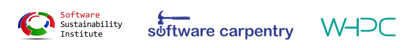 Software Sustainability Institute Logo, Software Carpentry Logo, Women in HPC Logo